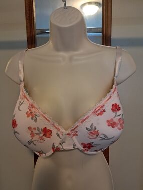 Floral Lace-Trim Underwire T-Shirt Bra - Pink Floral